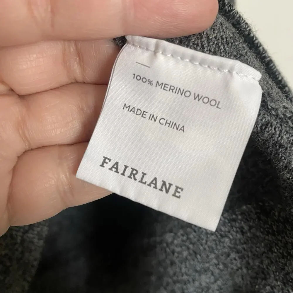 Fairlane 100% Merino Wool Sweater‎ Men's Size XXL Gray Quarter Zip Comfy Soft